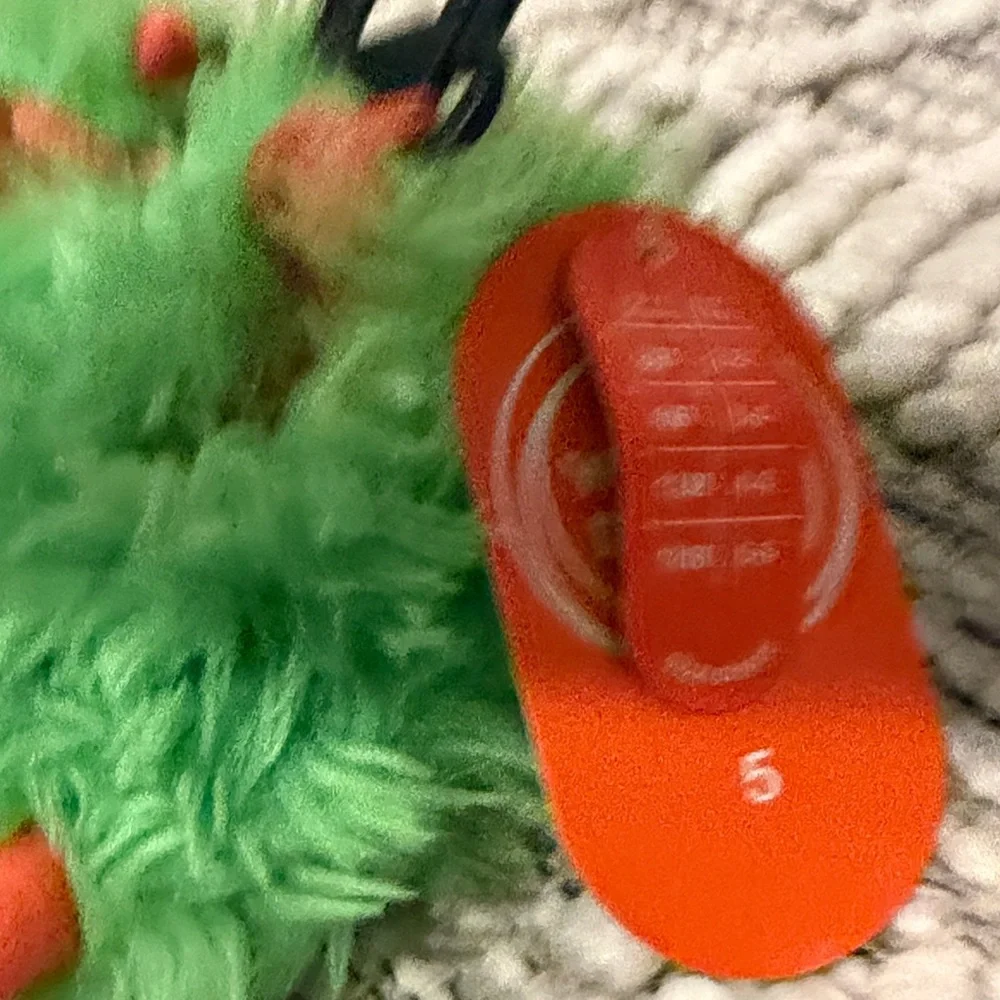 wonder nation Bright Green Fuzzy Slippers with Orange Accents